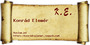 Konrád Elemér névjegykártya